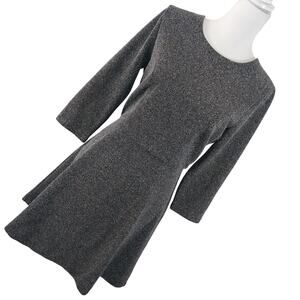 BANANA REPUBLIC! SWEET BLACK & WHITE MARLED, TWEEDY KNIT 3/4 SLEEVE DRESS! SZ 10